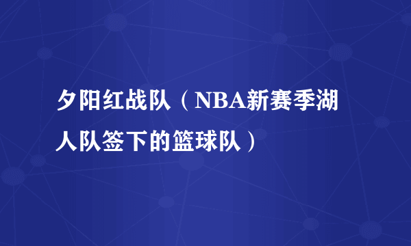 夕阳红战队（NBA新赛季湖人队签下的篮球队）