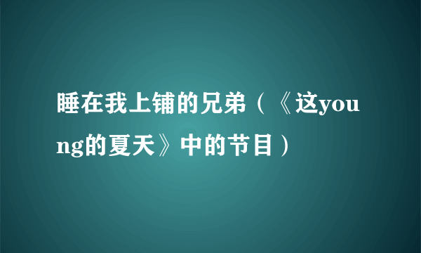 睡在我上铺的兄弟（《这young的夏天》中的节目）