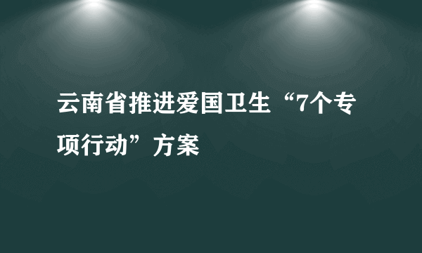 云南省推进爱国卫生“7个专项行动”方案