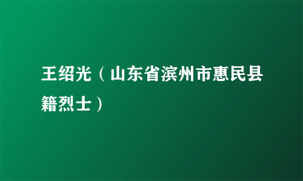 王绍光（山东省滨州市惠民县籍烈士）