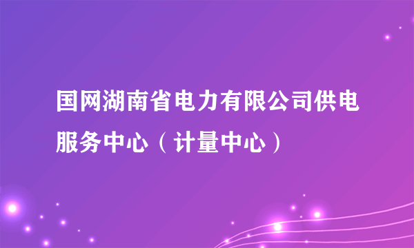 国网湖南省电力有限公司供电服务中心（计量中心）