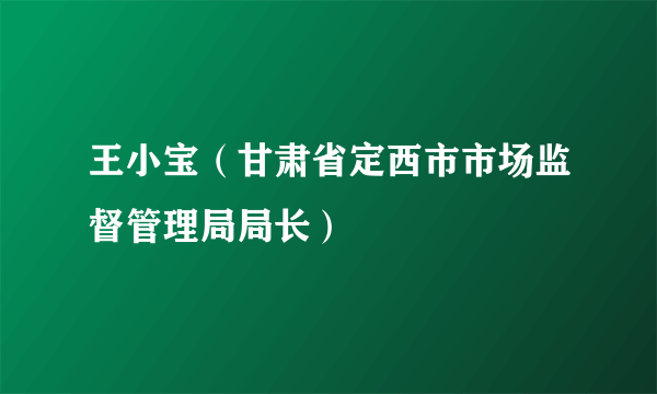 王小宝（甘肃省定西市市场监督管理局局长）