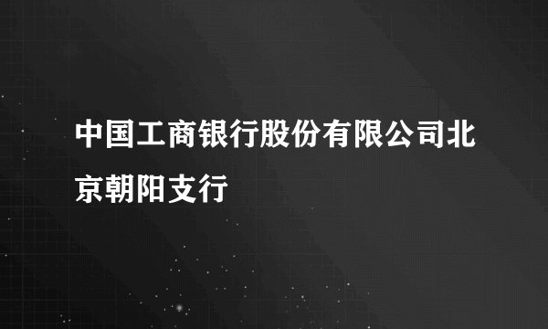 中国工商银行股份有限公司北京朝阳支行