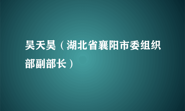吴天昊（湖北省襄阳市委组织部副部长）