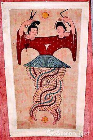 伏羲女娲图绢画