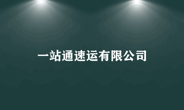 一站通速运有限公司