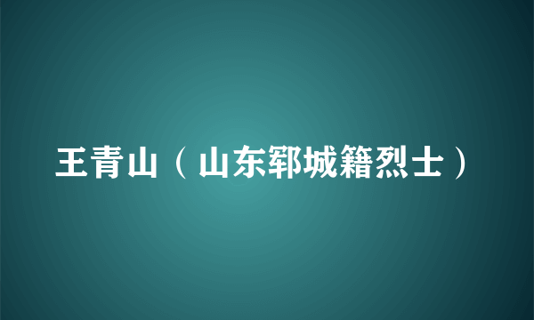 王青山（山东郓城籍烈士）