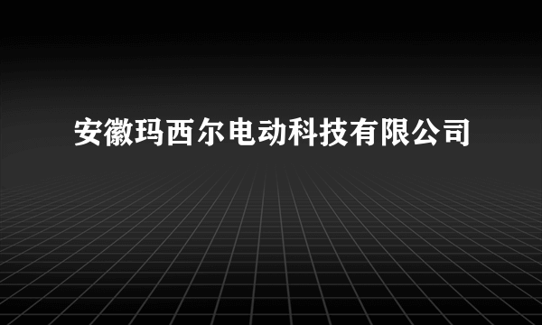 安徽玛西尔电动科技有限公司