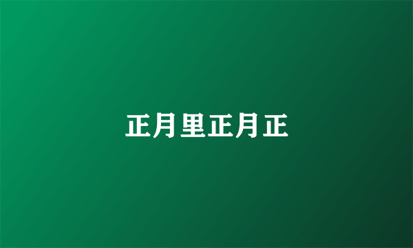 正月里正月正