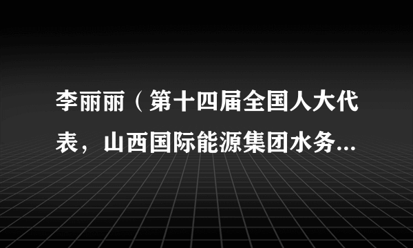 李丽丽（第十四届全国人大代表，山西国际能源集团水务投资管理首席工程师）