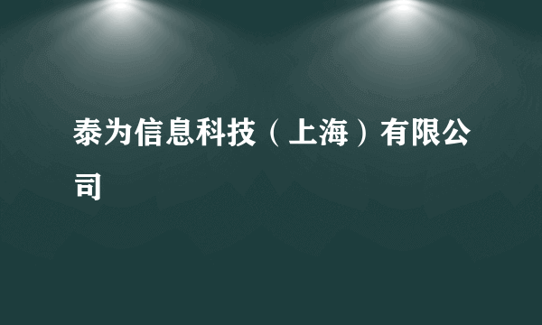 泰为信息科技（上海）有限公司