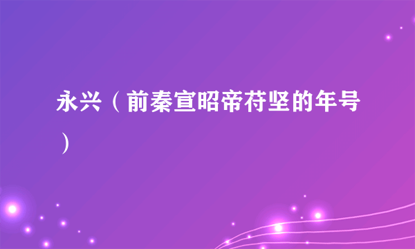 永兴（前秦宣昭帝苻坚的年号）