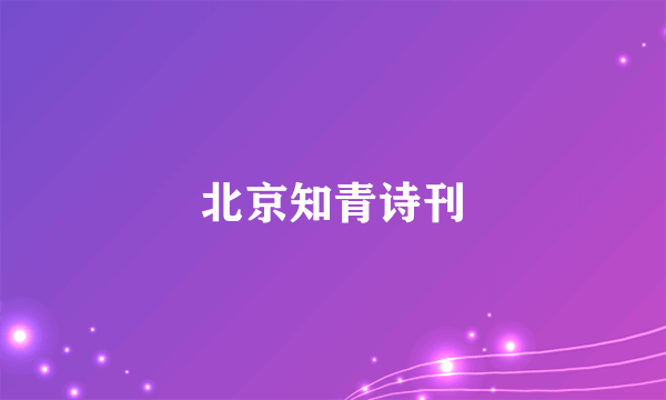 北京知青诗刊