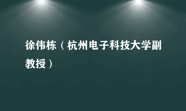 徐伟栋（杭州电子科技大学副教授）