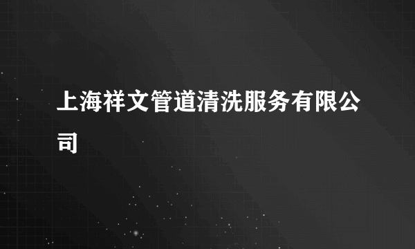 上海祥文管道清洗服务有限公司