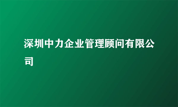 深圳中力企业管理顾问有限公司