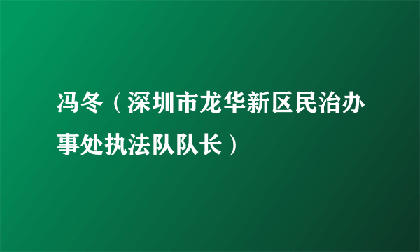 冯冬（深圳市龙华新区民治办事处执法队队长）