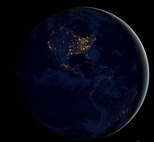 地球夜间灯光分布图