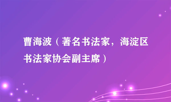 曹海波（著名书法家，海淀区书法家协会副主席）