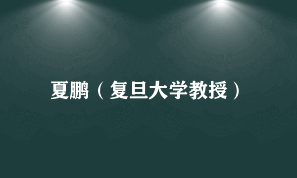 夏鹏（复旦大学教授）