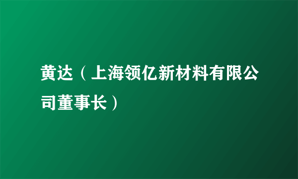黄达（上海领亿新材料有限公司董事长）