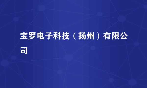 宝罗电子科技（扬州）有限公司