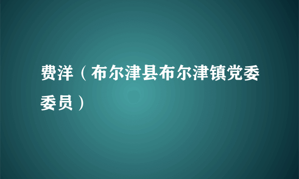 费洋（布尔津县布尔津镇党委委员）