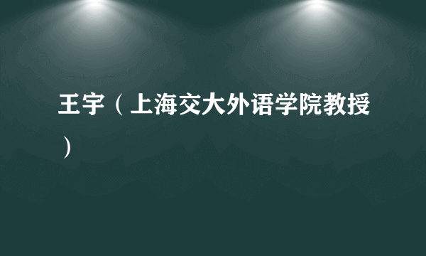 王宇（上海交大外语学院教授）