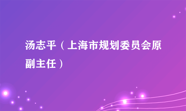汤志平（上海市规划委员会原副主任）