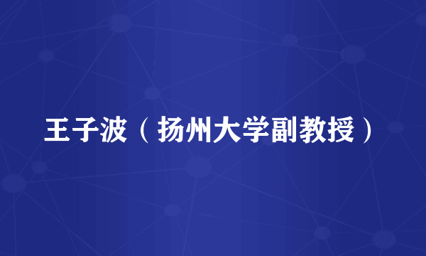 王子波（扬州大学副教授）