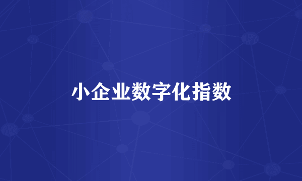 小企业数字化指数