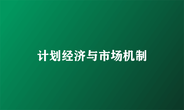 计划经济与市场机制