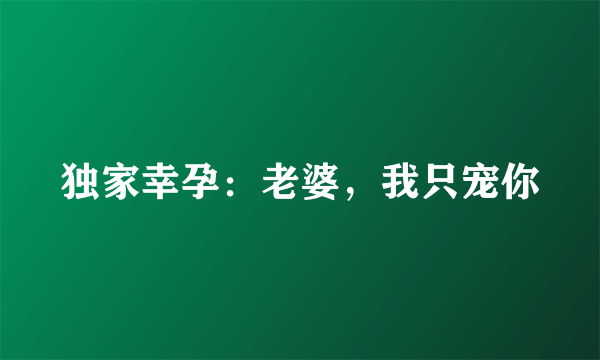 独家幸孕：老婆，我只宠你