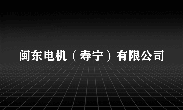闽东电机（寿宁）有限公司