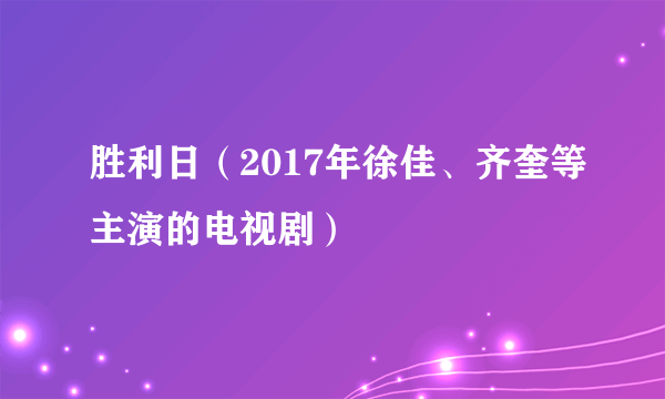 胜利日（2017年徐佳、齐奎等主演的电视剧）