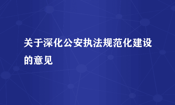 关于深化公安执法规范化建设的意见