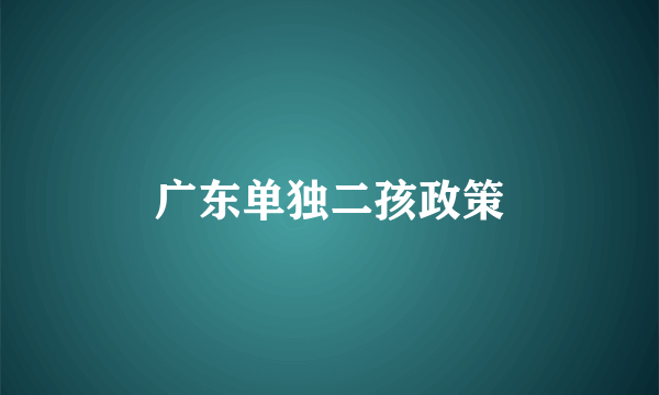 广东单独二孩政策