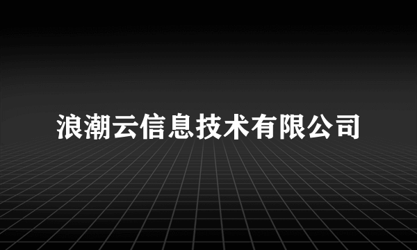 浪潮云信息技术有限公司