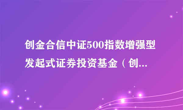 创金合信中证500指数增强型发起式证券投资基金（创金合信中证500增强A）