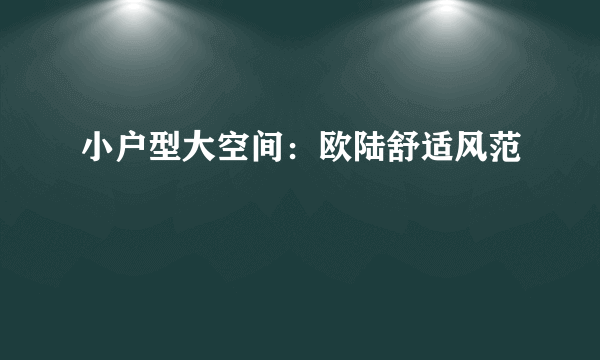 小户型大空间：欧陆舒适风范