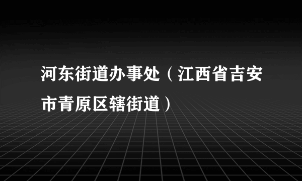 河东街道办事处（江西省吉安市青原区辖街道）