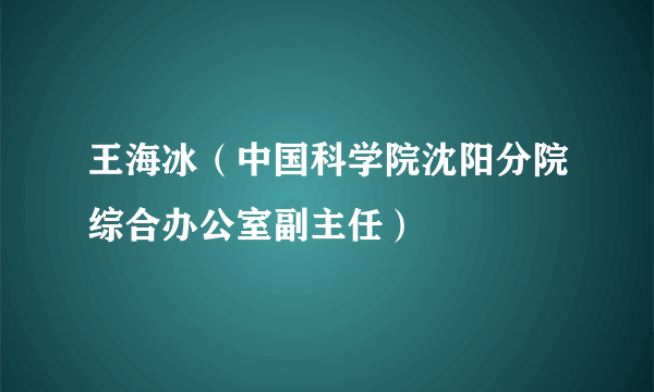 王海冰（中国科学院沈阳分院综合办公室副主任）