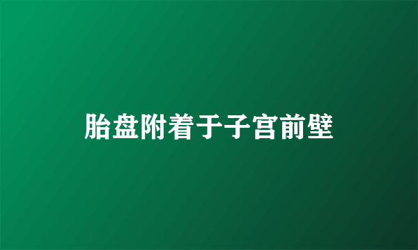 胎盘附着于子宫前壁