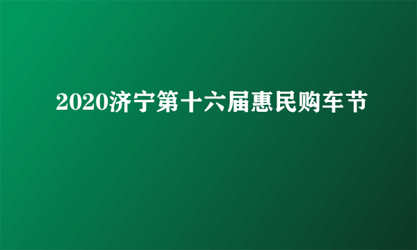 2020济宁第十六届惠民购车节