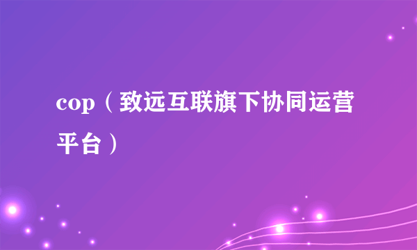 cop（致远互联旗下协同运营平台）