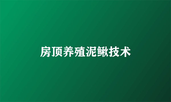 房顶养殖泥鳅技术