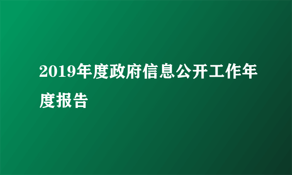2019年度政府信息公开工作年度报告