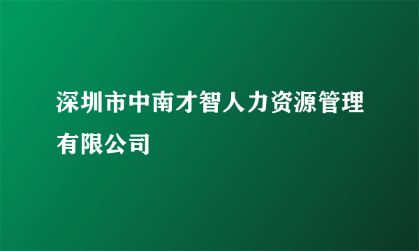 深圳市中南才智人力资源管理有限公司