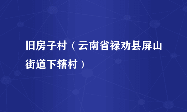 旧房子村（云南省禄劝县屏山街道下辖村）