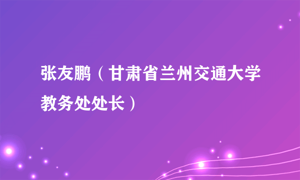 张友鹏（甘肃省兰州交通大学教务处处长）